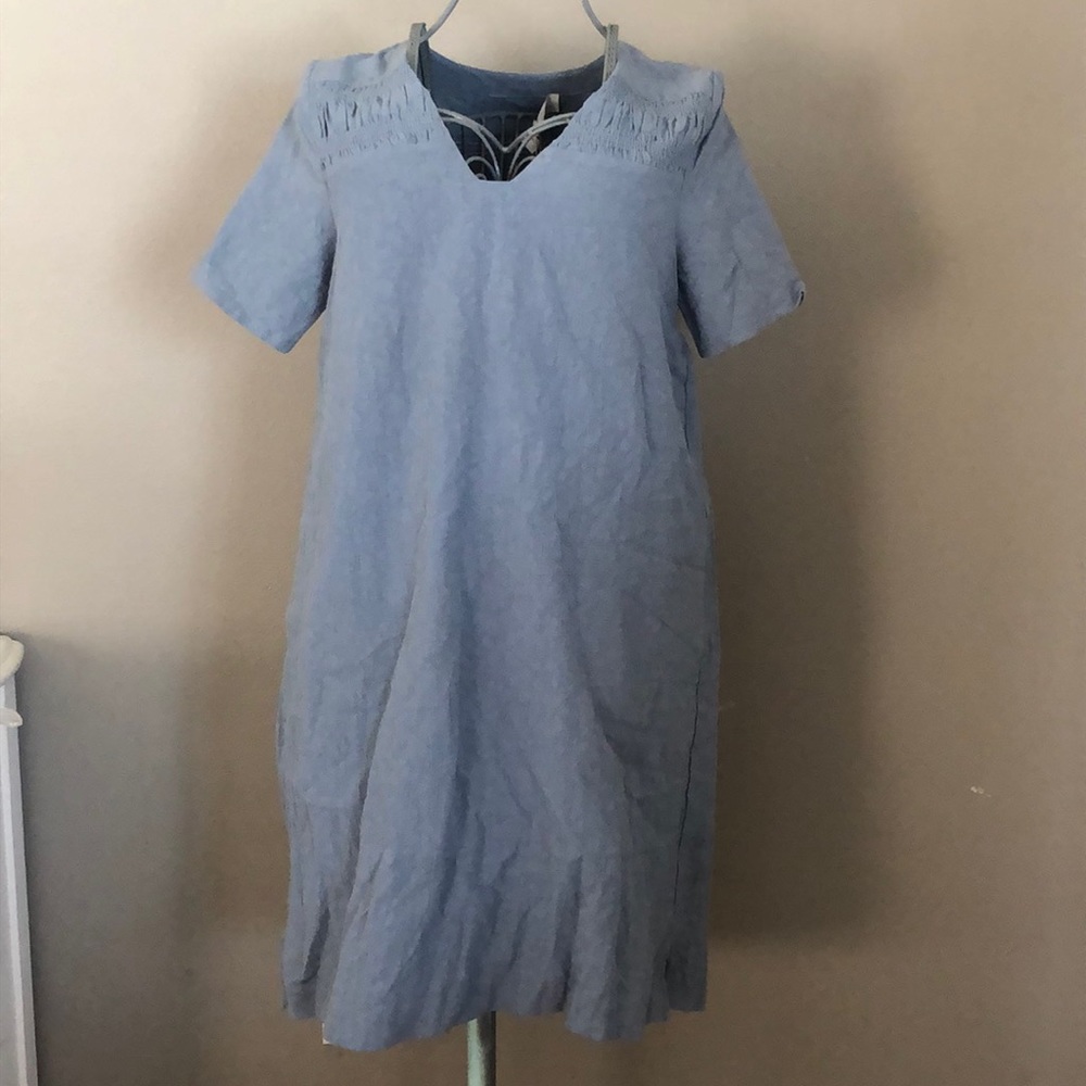 BRASS & ROE “Dusty Blue” Linen Dress, NWT